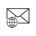 Globe icon with envelope. Vector illustration. EPS 10. Royalty Free Stock Photo