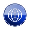 Globe icon glossy blue. Royalty Free Stock Photo