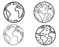 Globe Icon Internet Web Sign Symbol Set on white Background Vector Royalty Free Stock Photo
