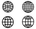 Globe Icon Internet Web Sign Symbol Set on white Background Vector Royalty Free Stock Photo