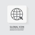 globe icon isolated on white background. Cursor click website icon. Vector illustration