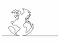 Globe icon in line art style. Planet Earth icon. Continuous line drawing. Single, unbroken line drawing style