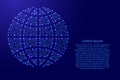 Globe icon meridian and latitude symbol from futuristic polygonal blue lines and glowing stars for banner, poster, greeting card. Royalty Free Stock Photo