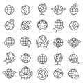 Globe, icon set. Planet Earth, world map in different variations Royalty Free Stock Photo