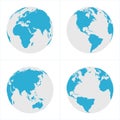 Globe Icon Set - Round World Map Vector Flat Royalty Free Stock Photo