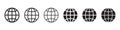 Globe icon, WWW world wide web set site symbol, Internet collection icon, website address globe, flat and outline signs.