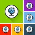 Globe icons with long shadow Royalty Free Stock Photo