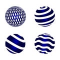 Globe icons set on blue. Global logistics network concept. Set of 3d model.