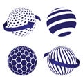 Globe icons set on blue. Global logistics network concept. Stock . Royalty Free Stock Photo