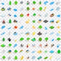 100 globe icons set, isometric 3d style Royalty Free Stock Photo