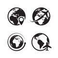 Globe icons set. World earth and globe map pin icon internet global commerce vector symbols Royalty Free Stock Photo