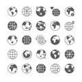 Globe icons set world earth globe map silhouette icons internet global commerce marketing line icons tourism vector Royalty Free Stock Photo