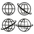 Globe icons set. World map symbols. Global network signs. Orbit line variations. Vector illustration. EPS 10. Royalty Free Stock Photo