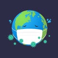 Globe is infected with a disease , world is sick vector design Royalty Free Stock Photo