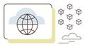 Global Connectivity and Decentralized Data Network with Cloud and Blockchain Visual Representations Royalty Free Stock Photo