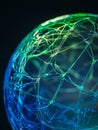 Globe with interconnected lines representing global connectivity and data exchange among nations and communities worldwide Royalty Free Stock Photo
