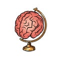 Globe international the human brain, consciousness and intelligence Royalty Free Stock Photo