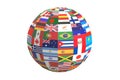 Globe International World Flags, 3D rendering Royalty Free Stock Photo