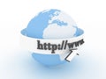 Globe with internet browser. 3D Royalty Free Stock Photo