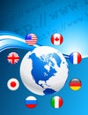 Globe with Internet Flag Buttons Background Royalty Free Stock Photo