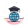 Globe, Internet, Online, Graduation Abstract Flat Color Icon Template