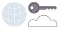 Global Internet Security Concept with Cloud Storage and Digital Key Royalty Free Stock Photo