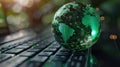 The Globe on Keyboard.AI generated image Royalty Free Stock Photo