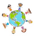 Globe kids. Children Earth day. Vector Royalty Free Stock Photo