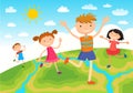 Globe kids. Children Earth day. Vector Royalty Free Stock Photo