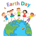 Globe kids. Children Earth day. Vector Royalty Free Stock Photo