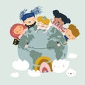 Globe kids. International friendship day. Earth day