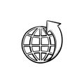 Globe with latitudes hand drawn sketch icon. Royalty Free Stock Photo