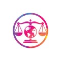 Globe law logo vector icon. Scales on globe icon Royalty Free Stock Photo