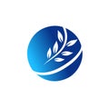 Globe and leaf logo icon design vector