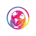 Globe leaf logo icon vector. Earth and leaf logo Royalty Free Stock Photo