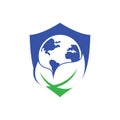 Globe leaf logo icon vector. Earth and leaf logo Royalty Free Stock Photo
