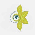 Globe and Leaf sign. World Environment day concept vector logo d