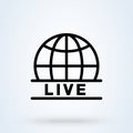 Globe Live News line sign icon or logo. Live stream concept. World and global live, linear design vector illustration Royalty Free Stock Photo