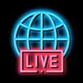 Globe Live News neon glow icon illustration