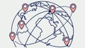 Globe with Location Pins Vector, Global Network, vector design Generative AI Royalty Free Stock Photo
