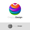 Globe logo with 3d colorful design vector, circle icon Royalty Free Stock Photo