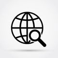 Globe and loupe, global searching concept.