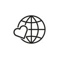 Globe love icon. Vector illustration. EPS 10.
