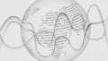 Digital globe with binary code and wavy lines representing technology and data flow Royalty Free Stock Photo