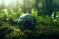 beautiful glass globe resting on vibrant moss Royalty Free Stock Photo