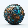 A globe made of recycled waste materials symbolizing pollution and sustainability Royalty Free Stock Photo