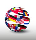 Globe made of a strip of flags. Royalty Free Stock Photo