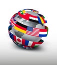 Globe made of a strip of flags. Royalty Free Stock Photo