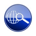 globe and magnifier icon glossy Royalty Free Stock Photo
