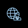 globe and man line icon in neon style. One of Headhunting, HR collection icon can be used for UI, UX Royalty Free Stock Photo